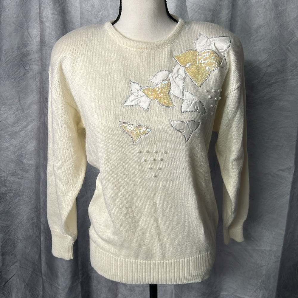 *Vintage* 80’s Regency Collection by Joyce Cream Sweater with Pearls & Sequins